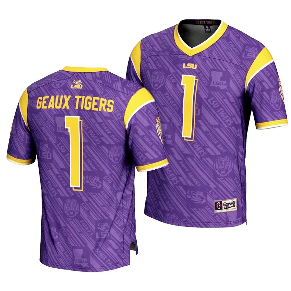 Youth LSU Tigers Fashion Highlight Print Purple NCAA Football Jersey